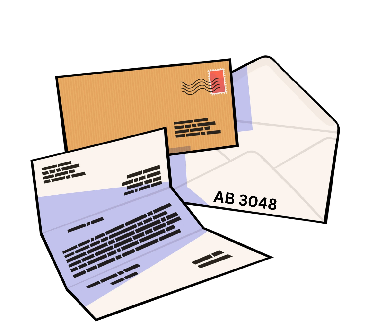 An illustration of a open envelope and a letter.