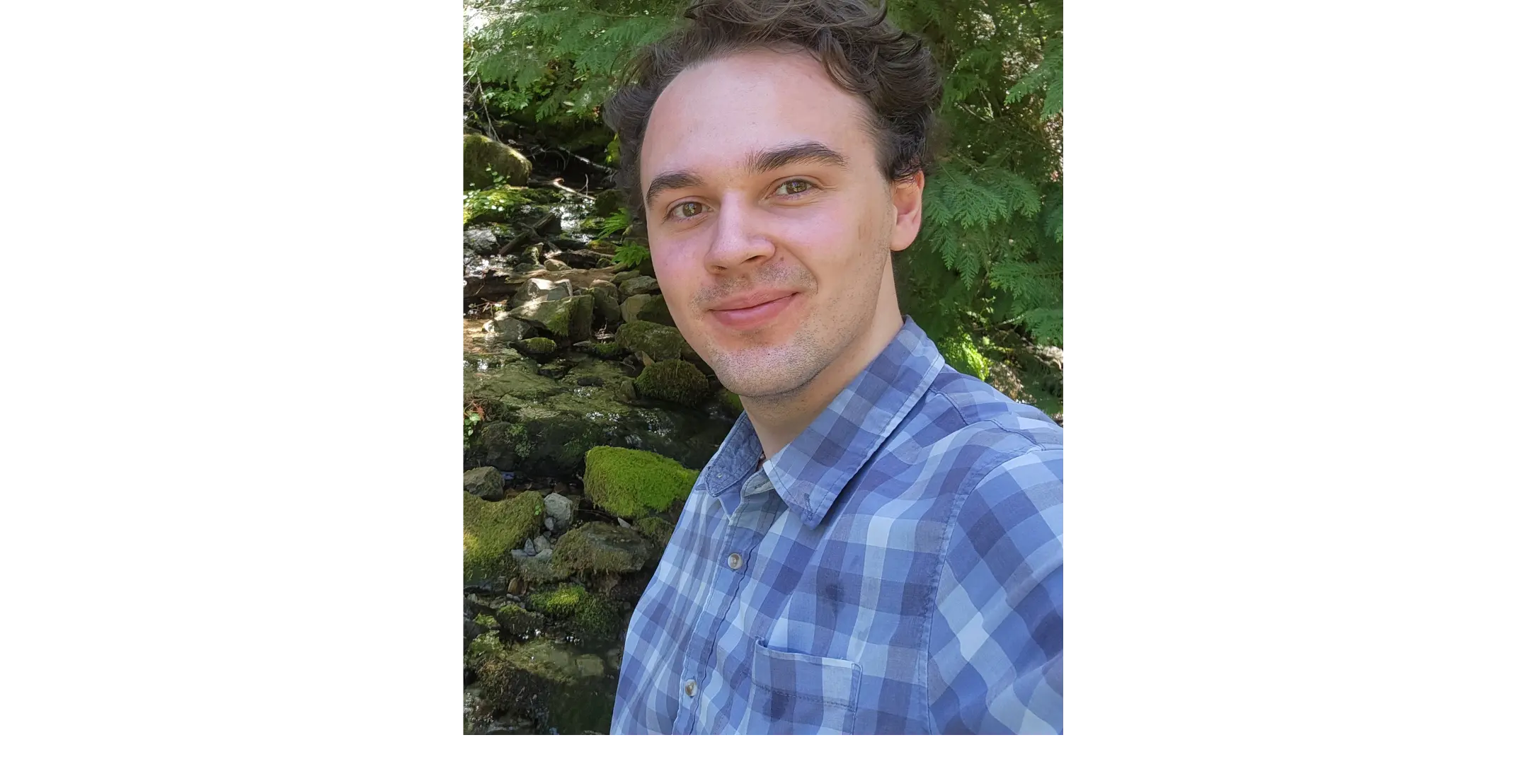 A selfie of Austin Bosch in the woods.