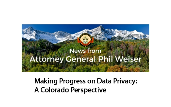 An image of Colorado Mountains with 'News from Attorney General Phil Weiser' written over.