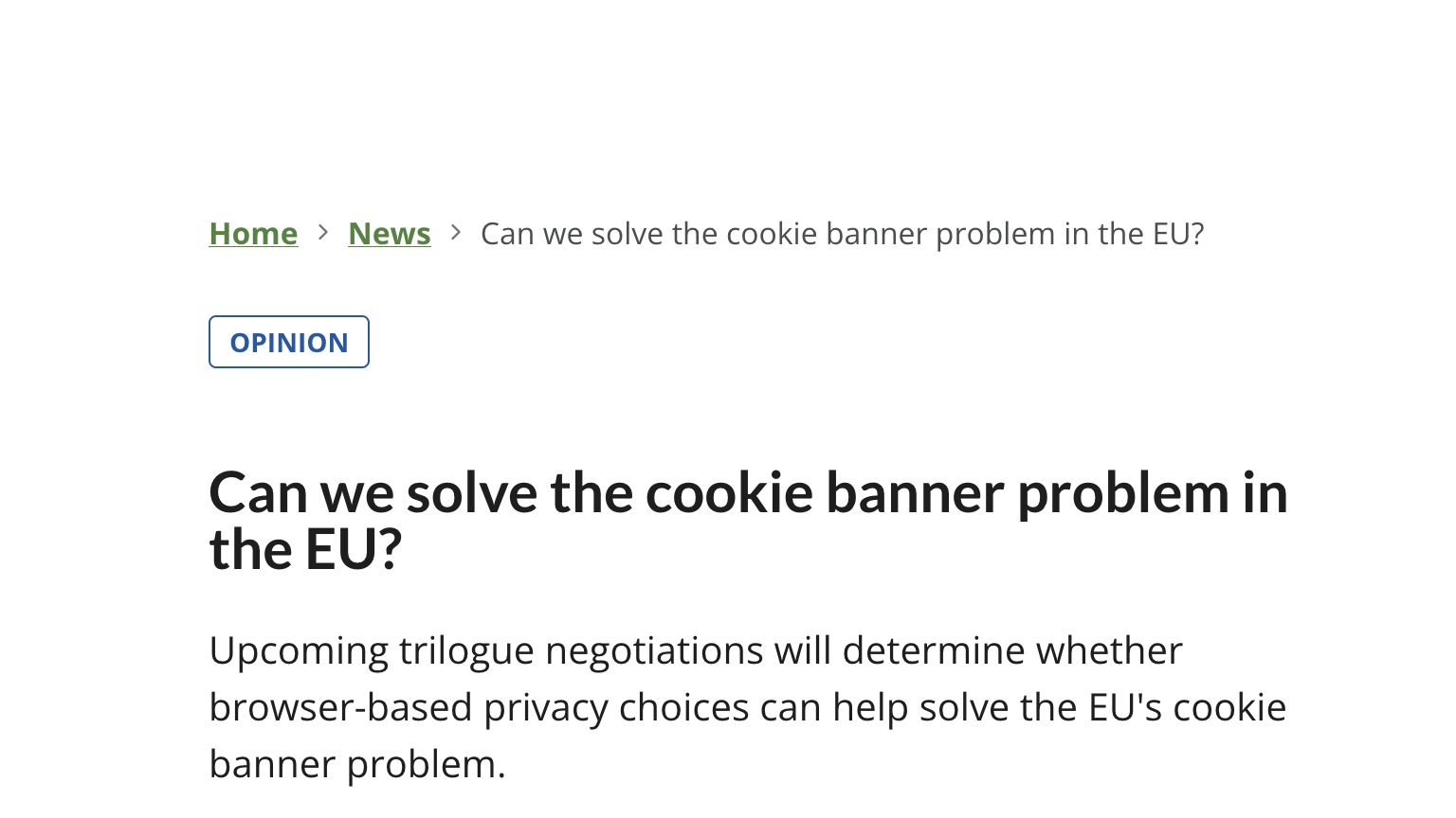 A screenshot of the IAPP blog post.