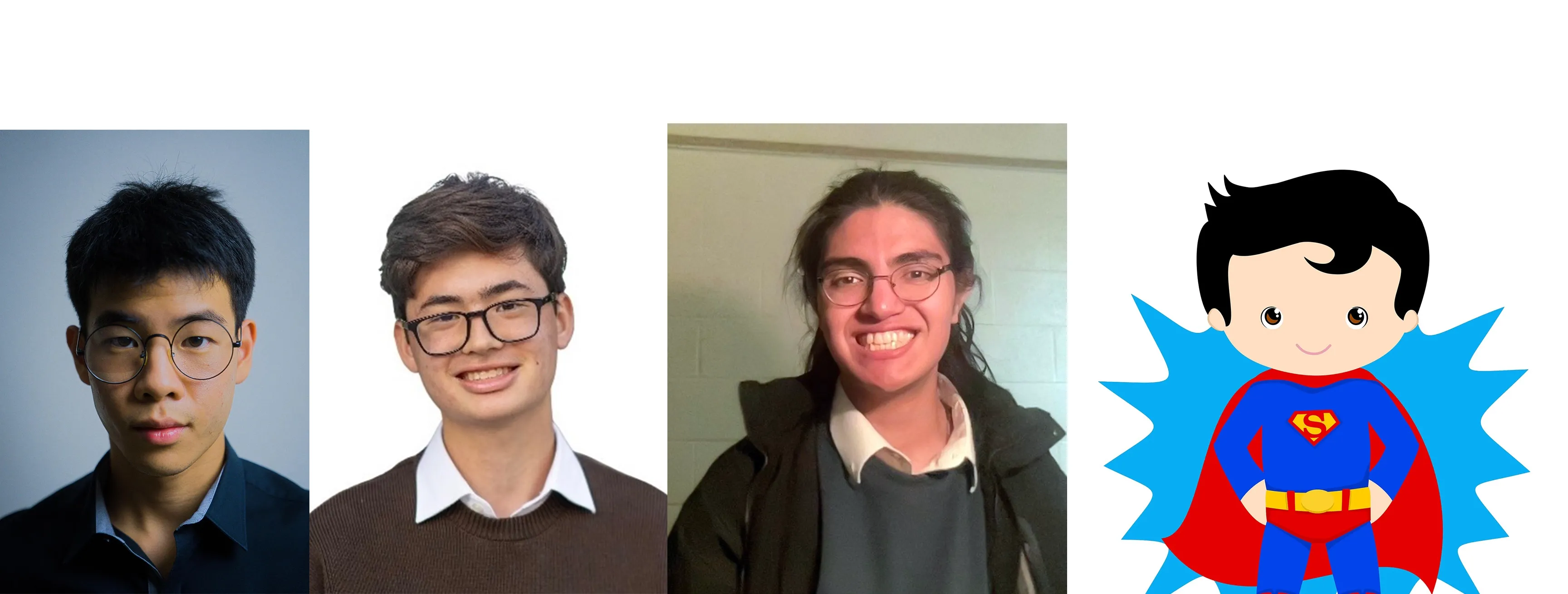 Portrait photos of Ken Sugsavanit, Parker McCoog, Kyle Quintana, and Ian Acharjee.
