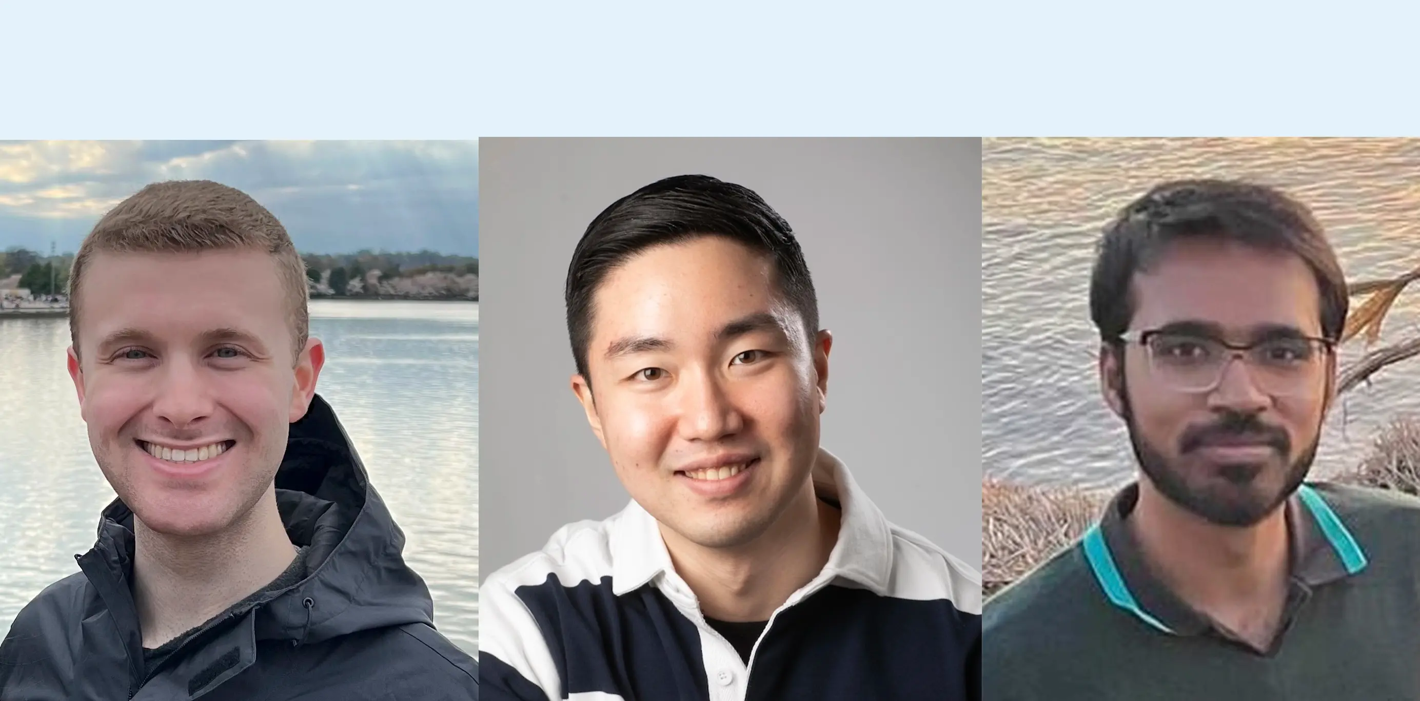 Portrait photos of Michael Morgenthal, Sungjun Lee, and Trinav Bhattacharyya.