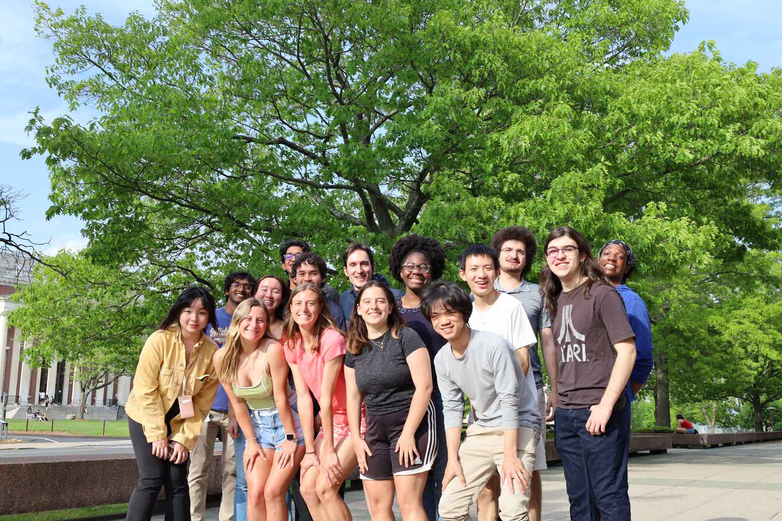 privacy-tech-lab team members in a group portrait outside of Exley Science Center at Wesleyan University.